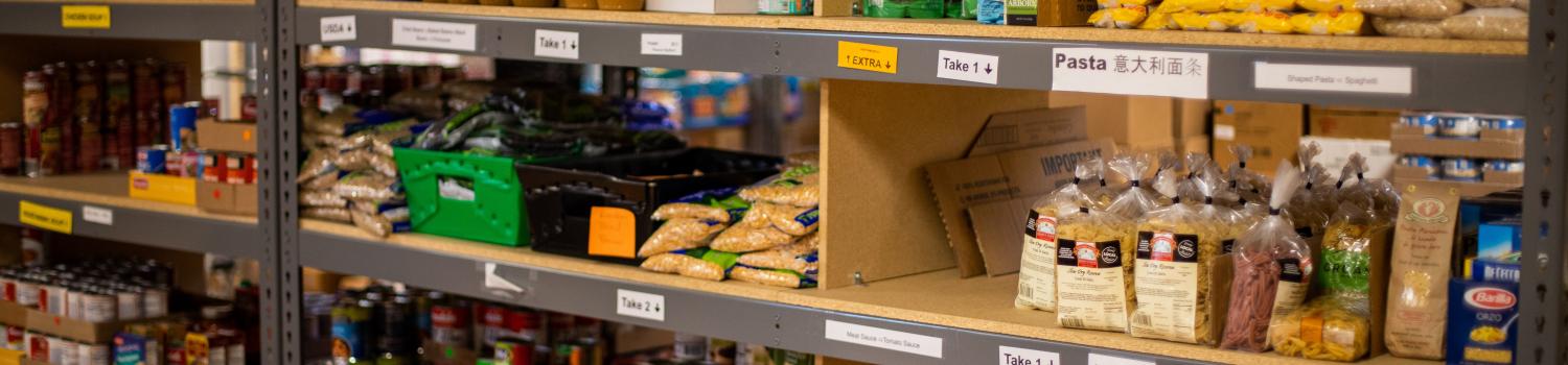 a picture of a shelf from a food bank